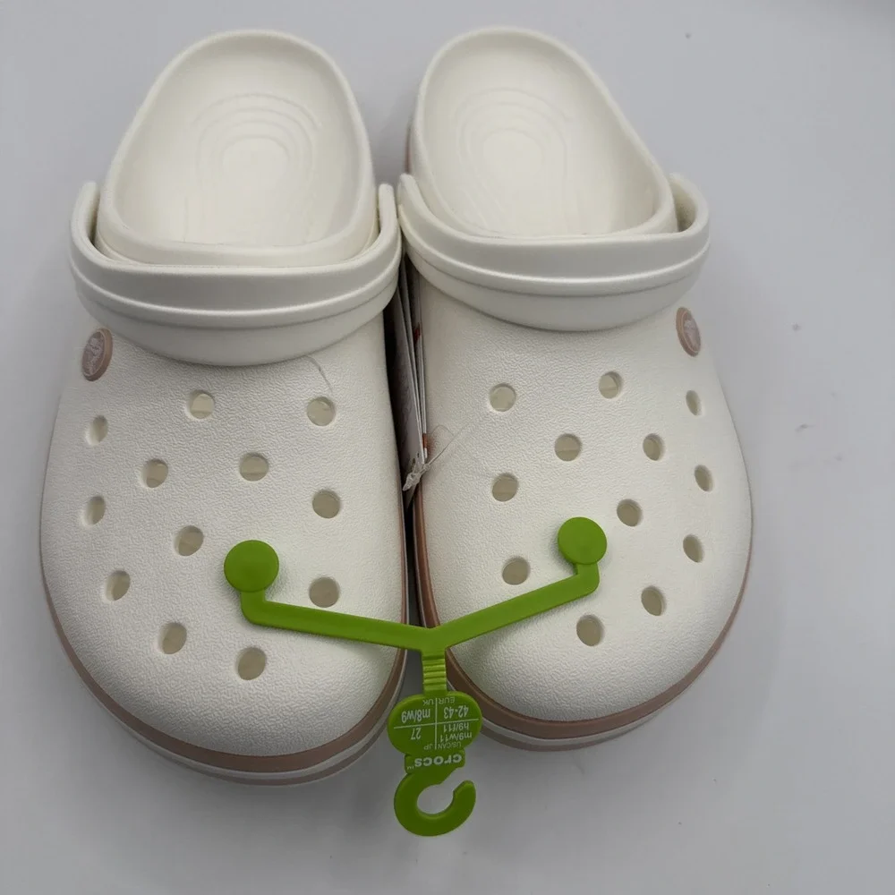 Crocs Crocband Clog Shoes Men's Size 9 Women 11 White/Light Pink Sandals Comfort